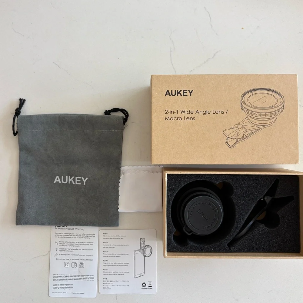 Aukey 2 in 1 Wide Angle Lens / Macro Lens for phone